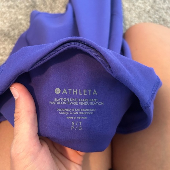 Athleta purple high waist boot/flare front slit yoga pants/leggings Small/ TALL - Picture 8 of 9
